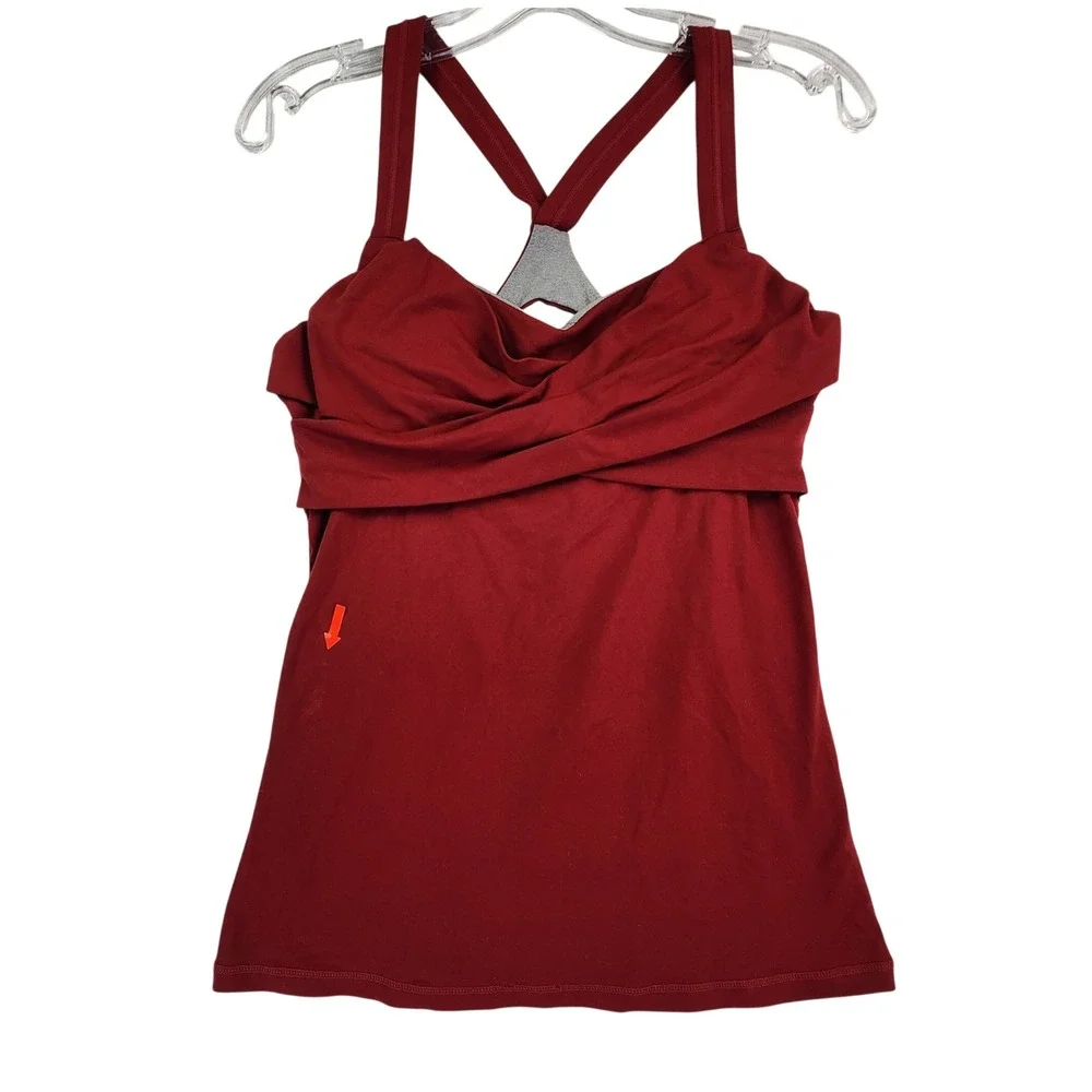 Lululemon 10 Red No Limits Tank Top Yoga Gym Activewear Strappy Built In Bra Top